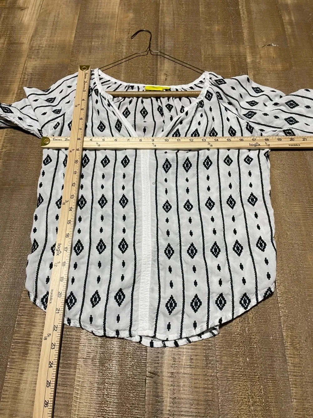 Roller Rabbit Boho Black & White Peasant Blouse - Lightweight Women's Top -as is